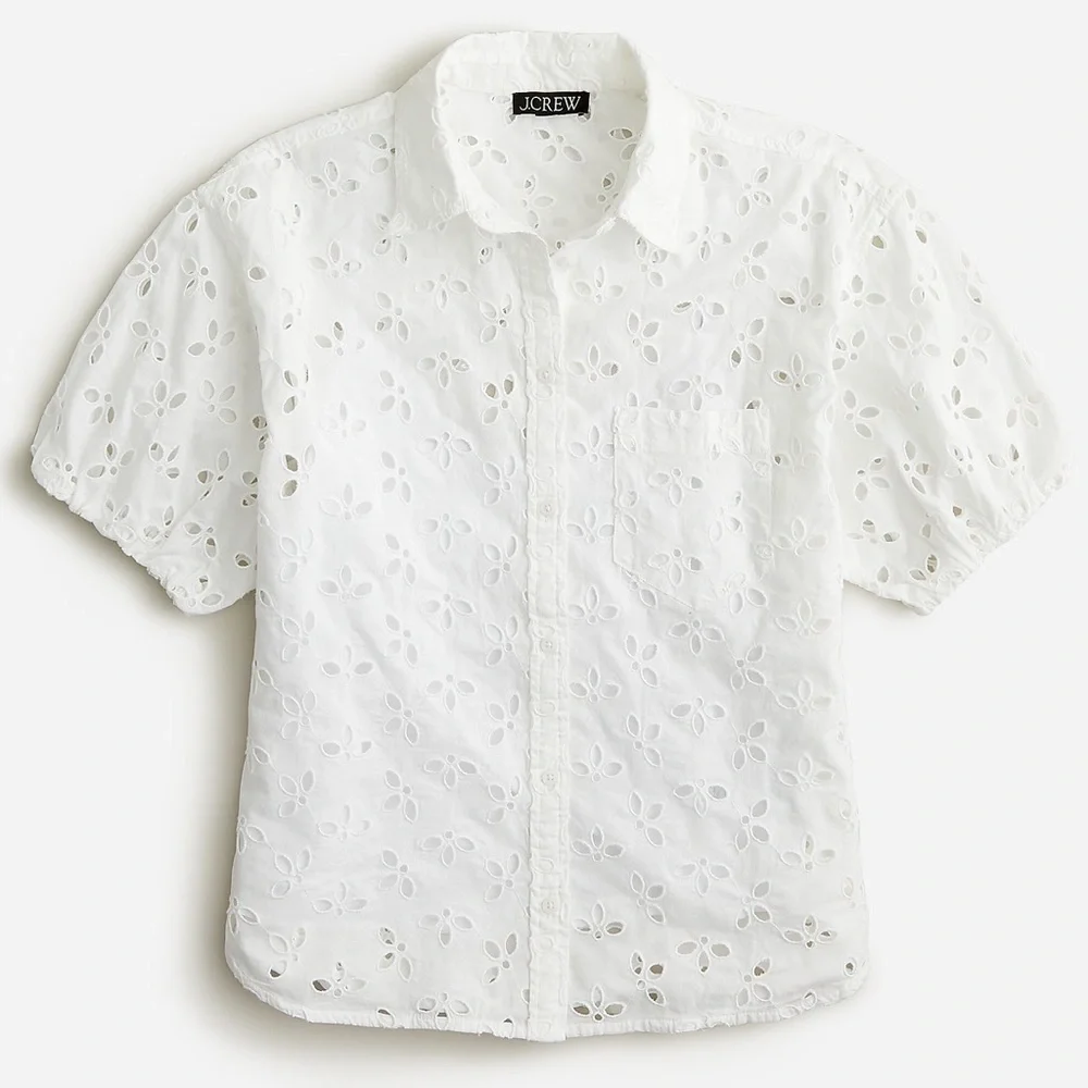 J. Crew Spring‎ Garden Eyelet 100% Cotton Blouse Top Size 24